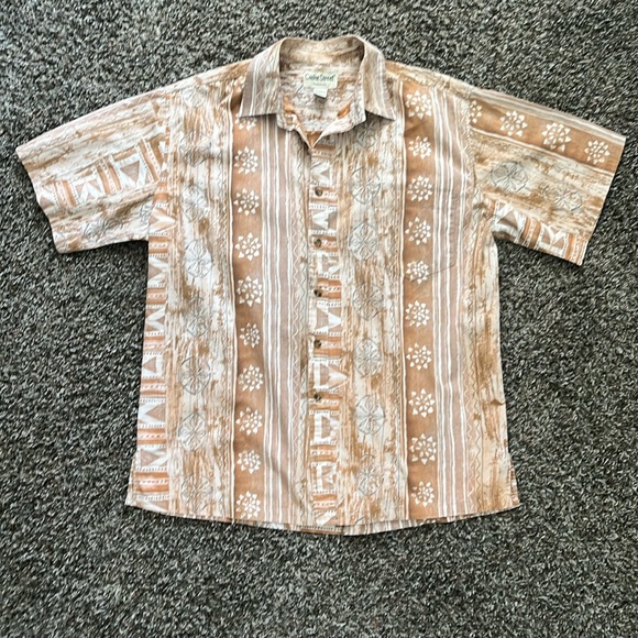 Cooke Street Honolulu Vintage Cream Button Down Beach Hawaiian Shirt, Size Large - Picture 7 of 12